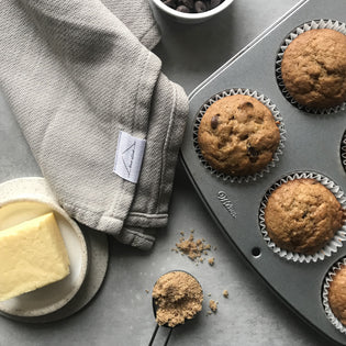  Turkish Tea Towel with tray of baked muffins 